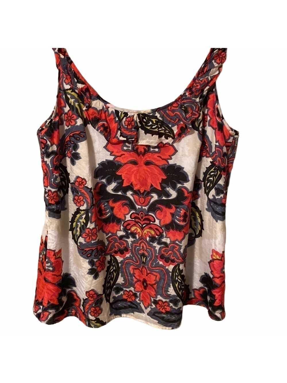 190.J Crew Silk Floral Top Ruffle Detail.